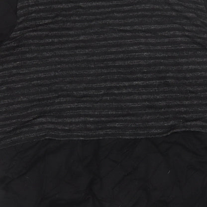 Brand and care label for Virtuelle women’s black v-neck striped polyester jumper, size XL