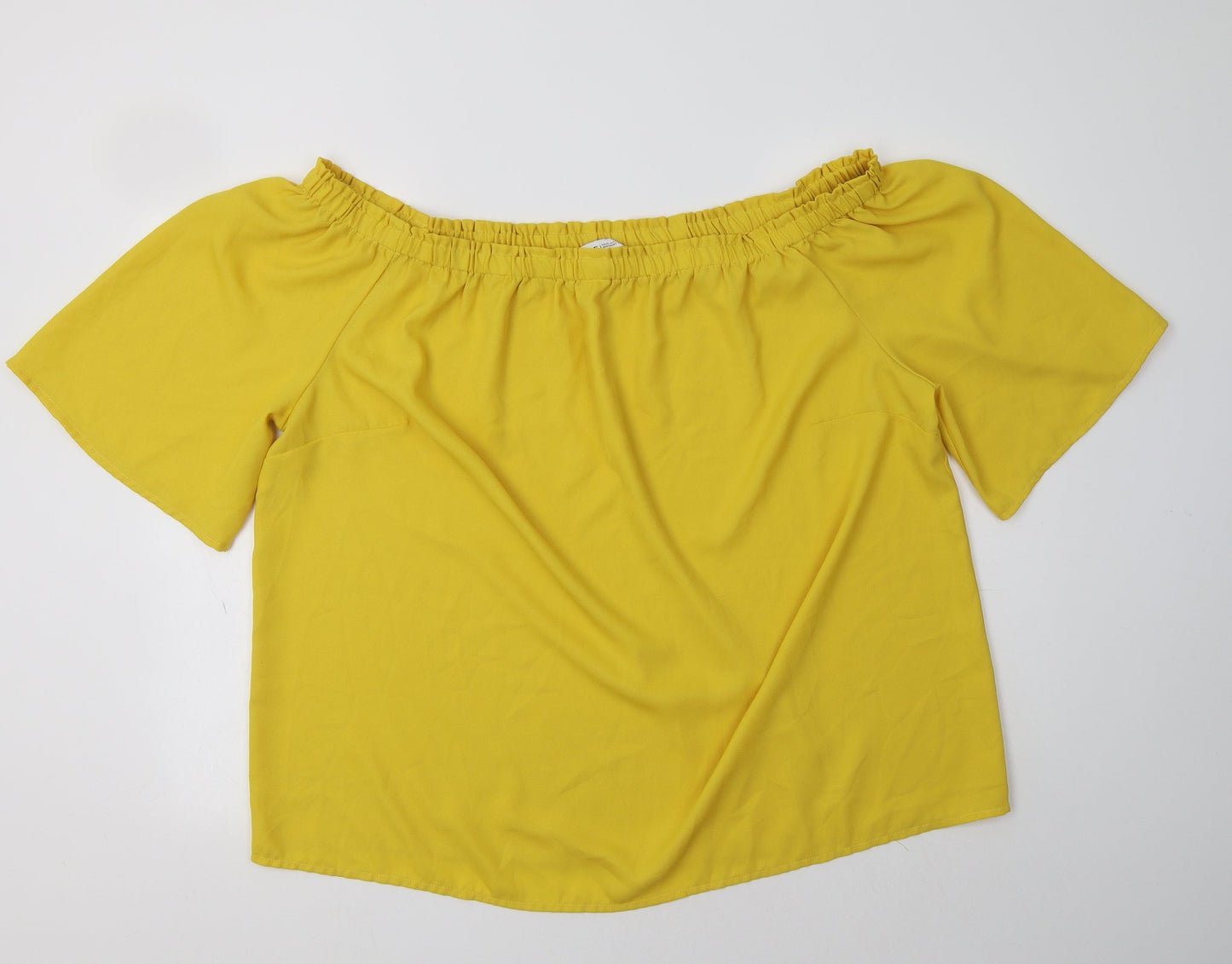 Capsule Womens Yellow  Polyester Basic Blouse Size XL Off the Shoulder