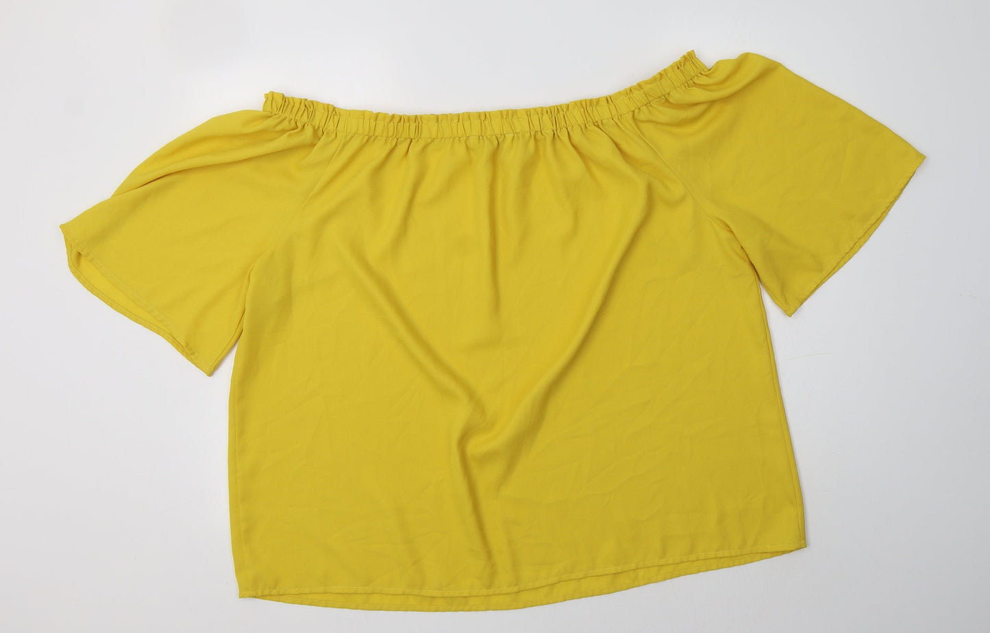 Capsule Womens Yellow  Polyester Basic Blouse Size XL Off the Shoulder