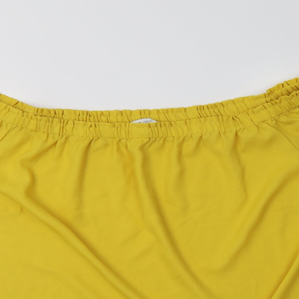 Capsule Womens Yellow  Polyester Basic Blouse Size XL Off the Shoulder