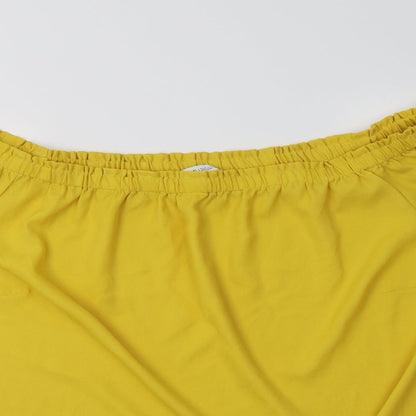 Capsule Womens Yellow  Polyester Basic Blouse Size XL Off the Shoulder