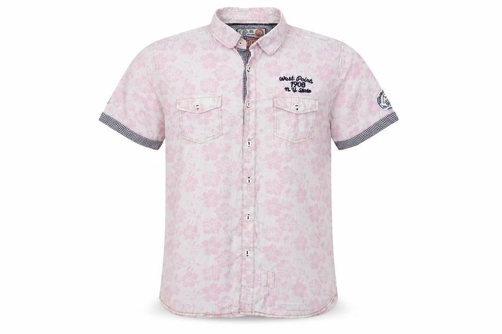 Mens UK Size L Lee Cooper Pink  Button-Up Short Sleeve Casual Shirt