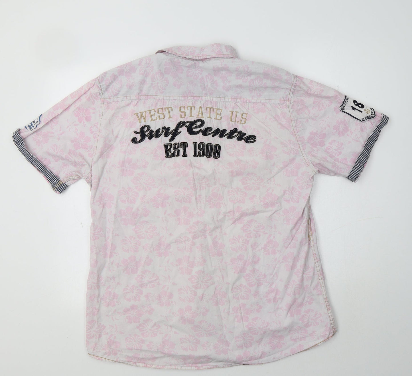 Mens UK Size L Lee Cooper Pink  Button-Up Short Sleeve Casual Shirt