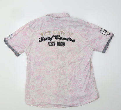Mens UK Size L Lee Cooper Pink  Button-Up Short Sleeve Casual Shirt