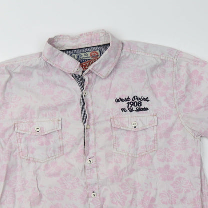 Mens UK Size L Lee Cooper Pink  Button-Up Short Sleeve Casual Shirt
