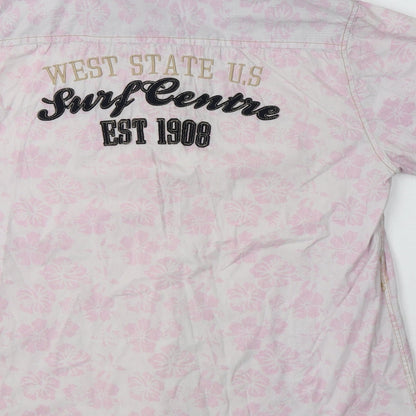 Mens UK Size L Lee Cooper Pink  Button-Up Short Sleeve Casual Shirt