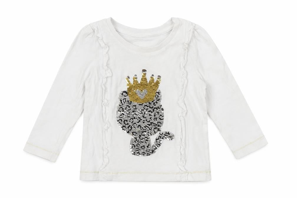 Front view of Matalan Baby White Cotton Basic T-Shirt, size 9-12, Months Crew Neck - Cat