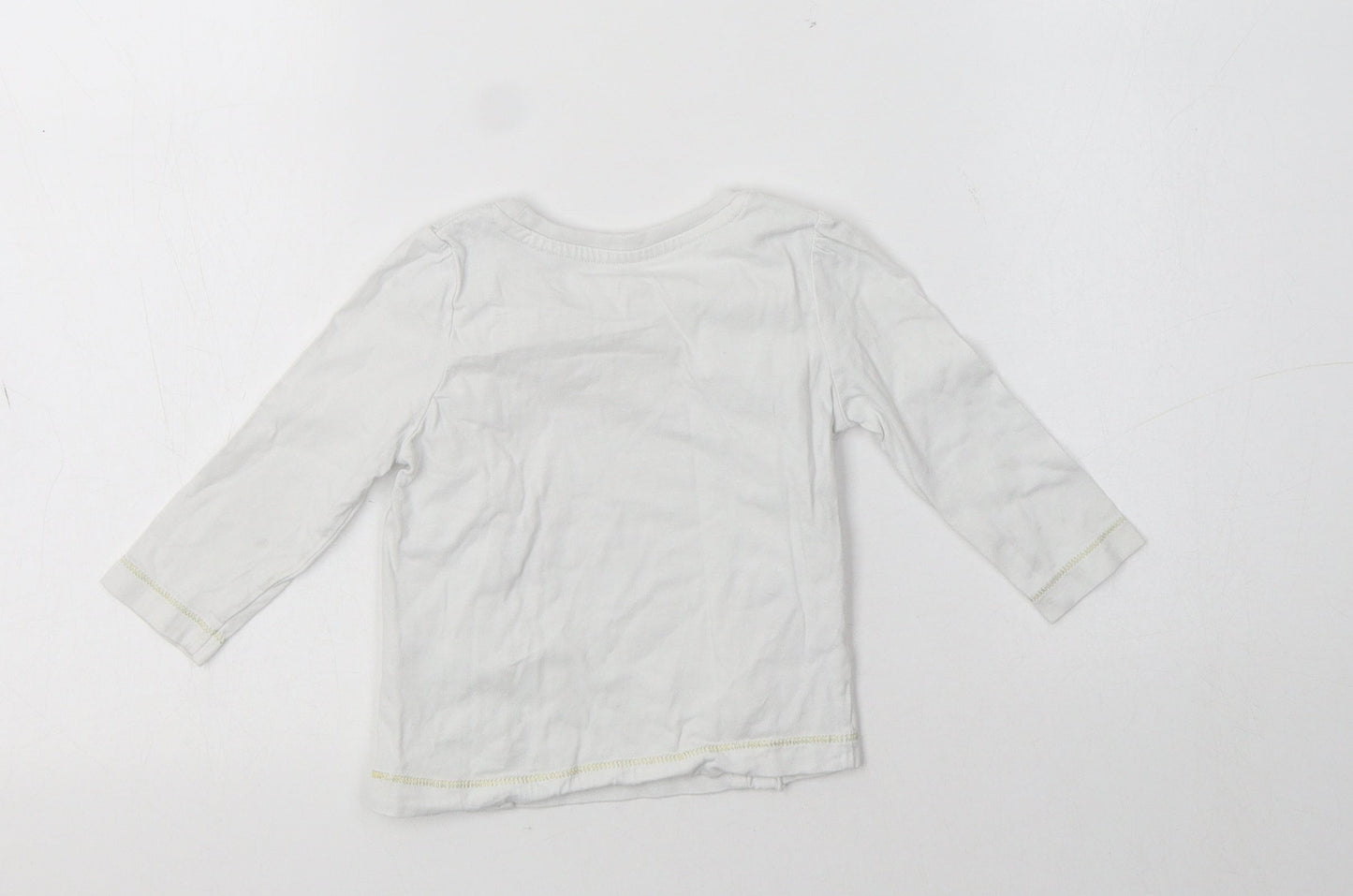 Matalan Baby White  Cotton Basic T-Shirt Size 9-12 Months Crew Neck  - Cat