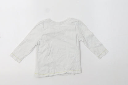 Matalan Baby White  Cotton Basic T-Shirt Size 9-12 Months Crew Neck  - Cat