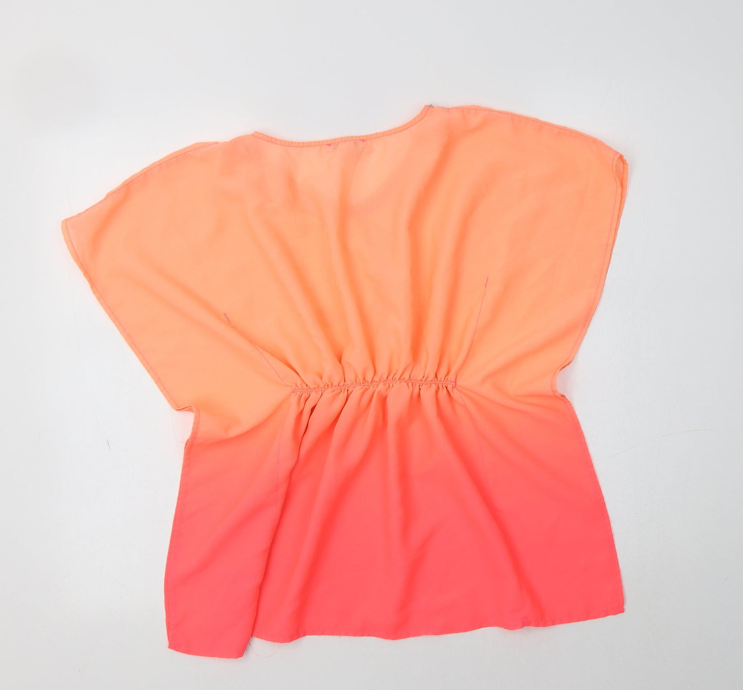 Primark Girls Orange  Polyester Tunic Blouse Size 8-9 Years V-Neck  - Embellished Collar