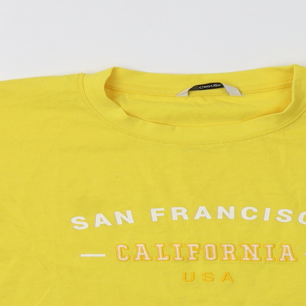George Womens Yellow  Cotton Cropped T-Shirt Size 12 Crew Neck - San Francisco