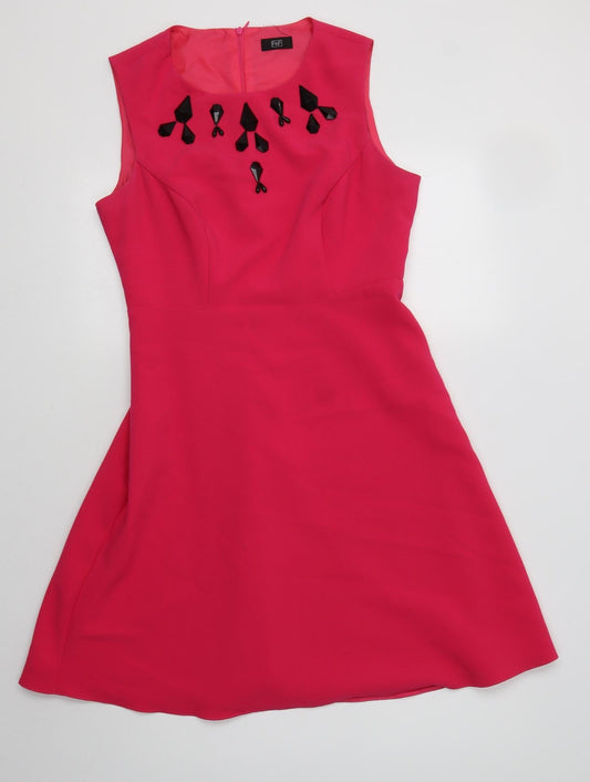 F&F Womens Pink  Polyester Fit & Flare  Size 12  Round Neck