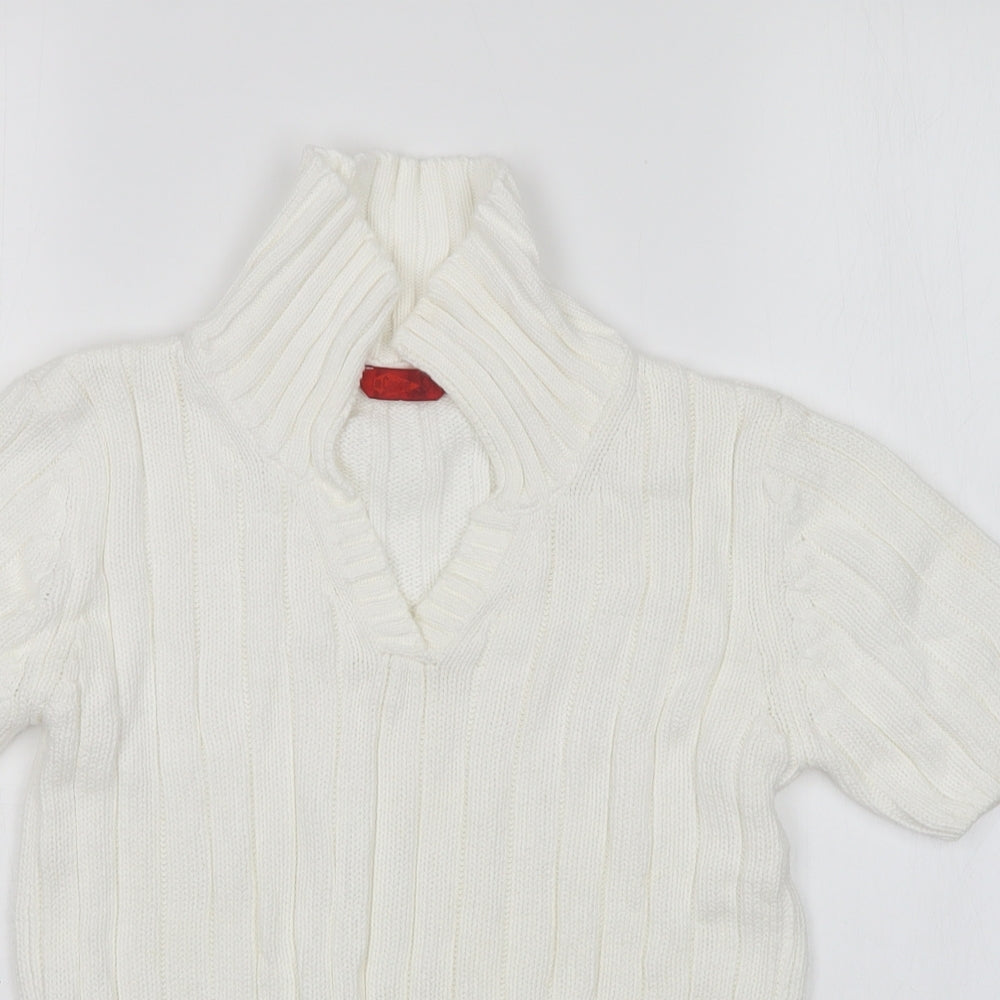 Lee Cooper Womens White V-Neck  Cotton Pullover Jumper Size S