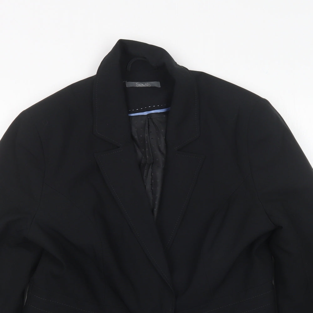 South Womens Black  Polyester Jacket Suit Jacket Size 10