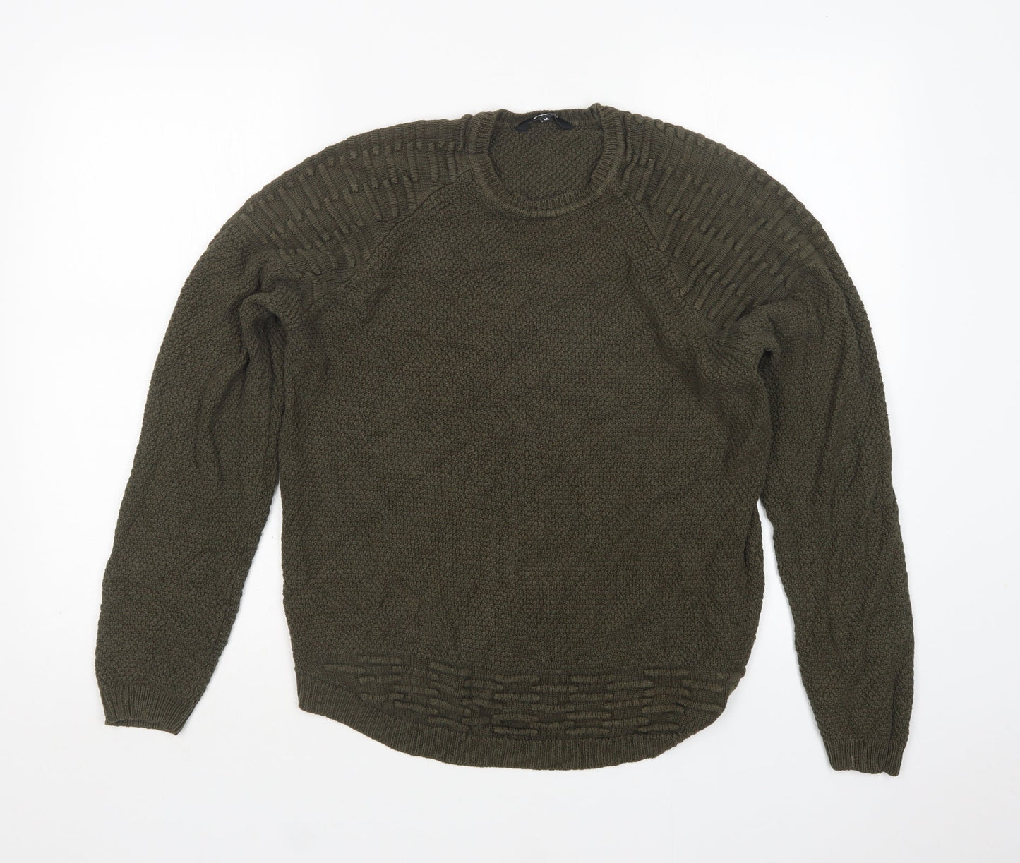 PEP&CO Mens Green Round Neck  Acrylic Pullover Jumper Size M