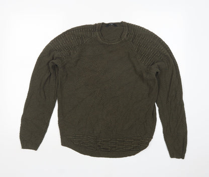 PEP&CO Mens Green Round Neck  Acrylic Pullover Jumper Size M