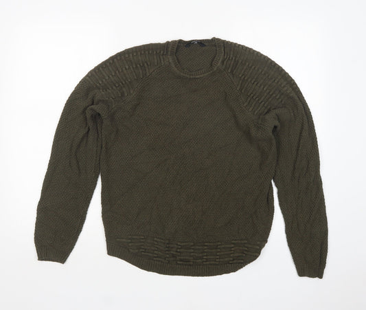 PEP&CO Mens Green Round Neck  Acrylic Pullover Jumper Size M