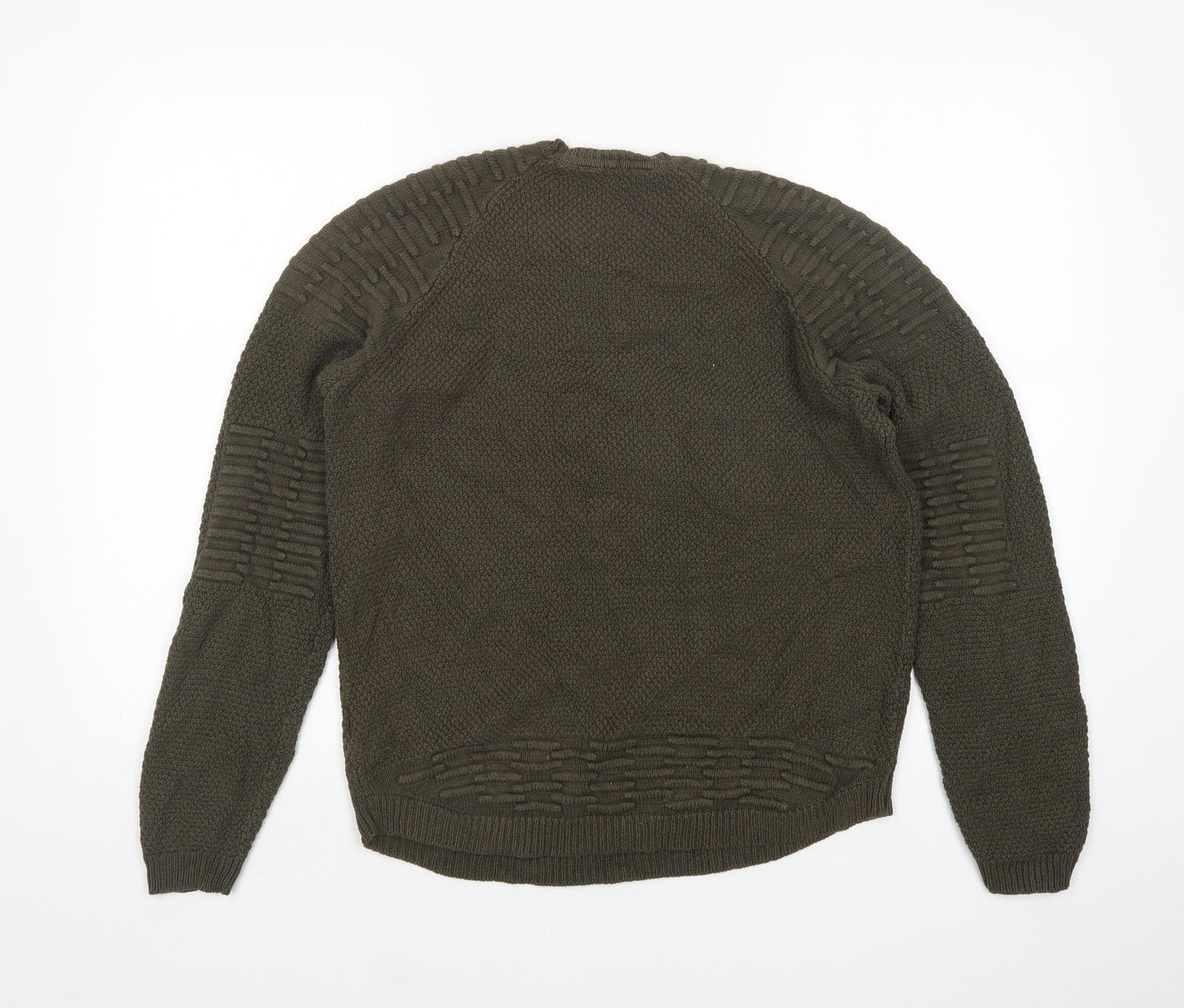 PEP&CO Mens Green Round Neck  Acrylic Pullover Jumper Size M