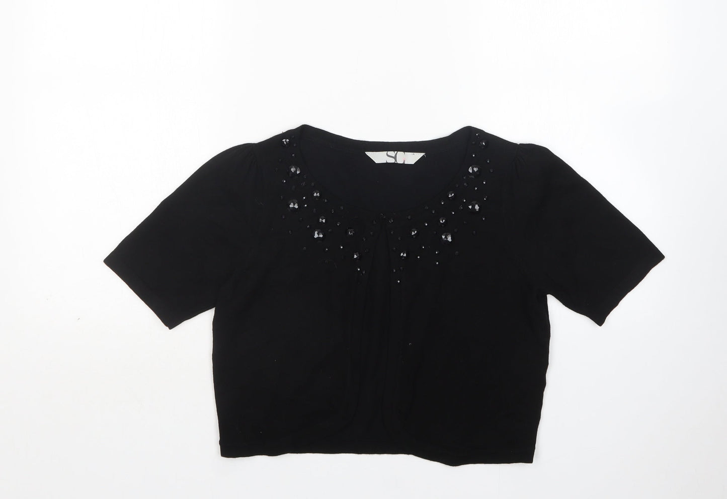 BHS Womens Black Round Neck  Viscose Cardigan Jumper Size 12