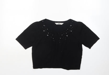 BHS Womens Black Round Neck  Viscose Cardigan Jumper Size 12