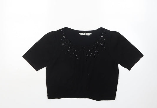 BHS Womens Black Round Neck  Viscose Cardigan Jumper Size 12