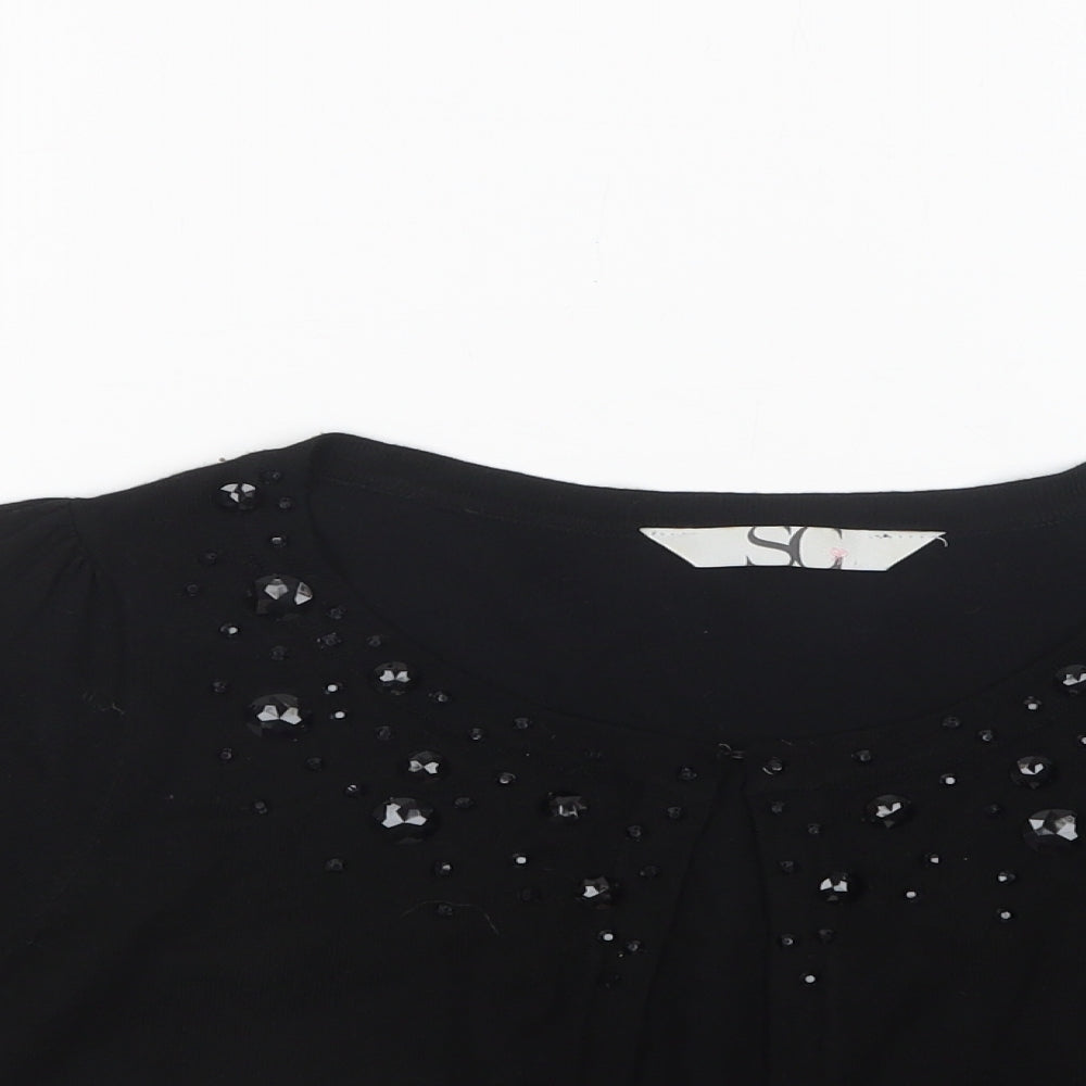 BHS Womens Black Round Neck  Viscose Cardigan Jumper Size 12