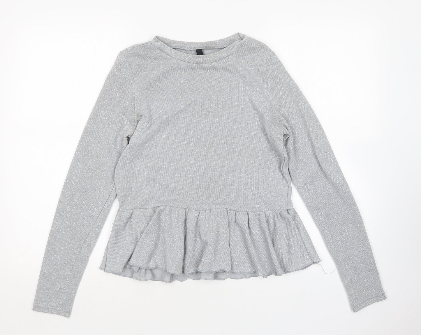 H&M Mens Silver Round Neck  Polyester Pullover Jumper Size M