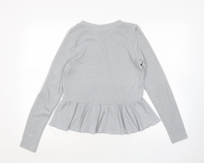 H&M Mens Silver Round Neck  Polyester Pullover Jumper Size M