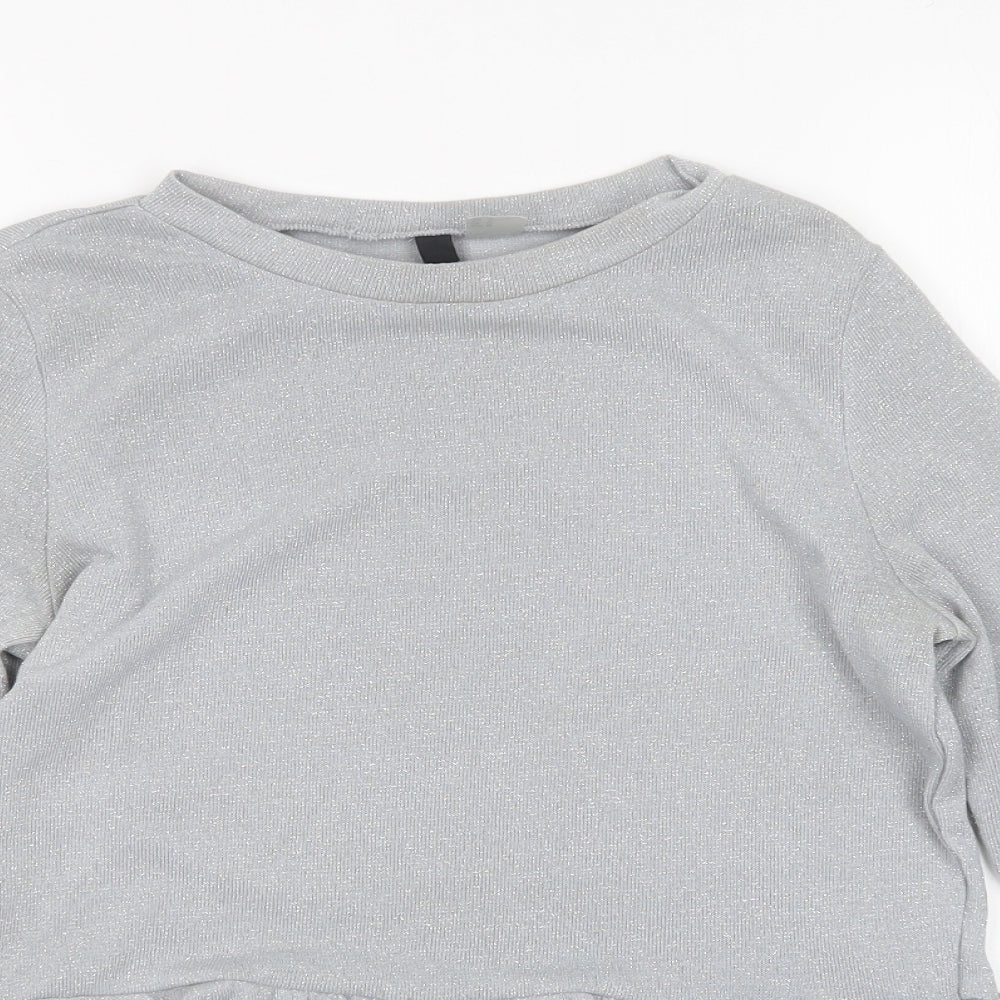 H&M Mens Silver Round Neck  Polyester Pullover Jumper Size M