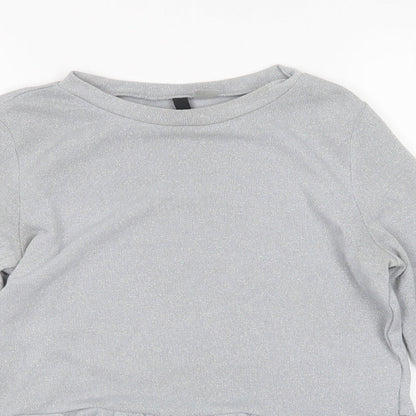 H&M Mens Silver Round Neck  Polyester Pullover Jumper Size M