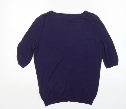 H&M Womens Purple V-Neck  Modal Cardigan Jumper Size L