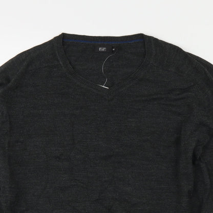 F&F Mens Grey V-Neck  Acrylic Pullover Jumper Size M