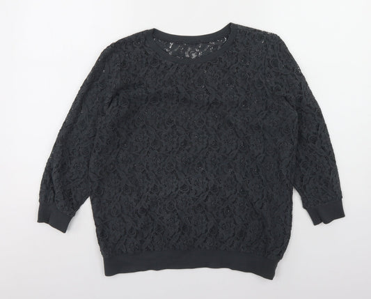 George Womens Green Round Neck  Cotton Pullover Jumper Size 12