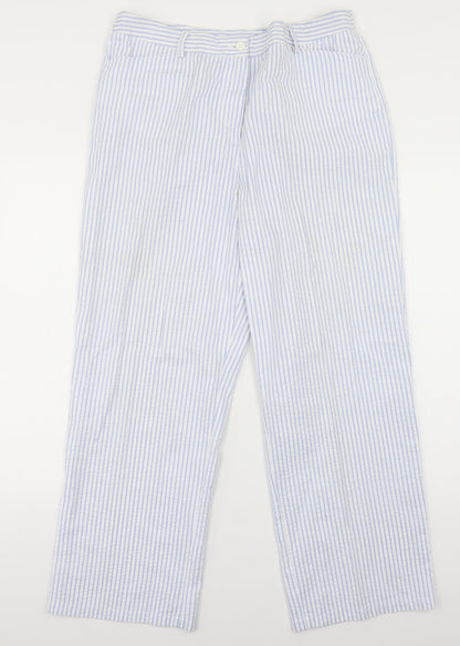 Cotton Traders Womens Blue Striped Polyester Trousers  Size 16 L28 in Regular