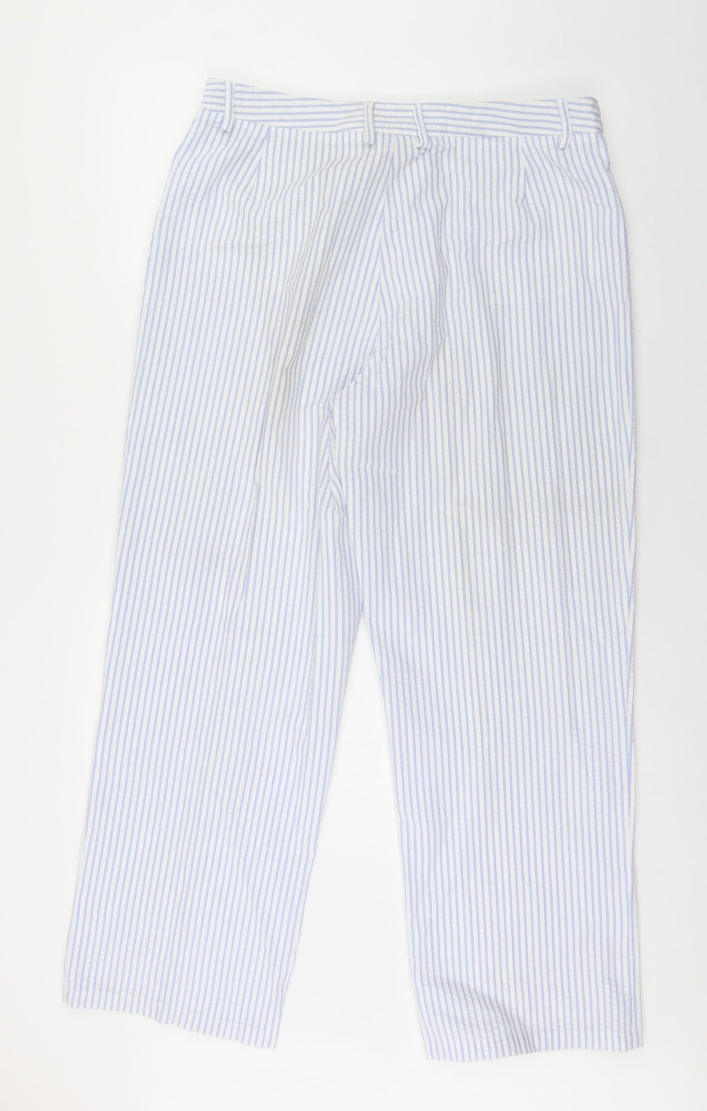 Cotton Traders Womens Blue Striped Polyester Trousers  Size 16 L28 in Regular