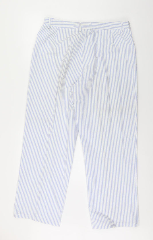 Cotton Traders Womens Blue Striped Polyester Trousers  Size 16 L28 in Regular