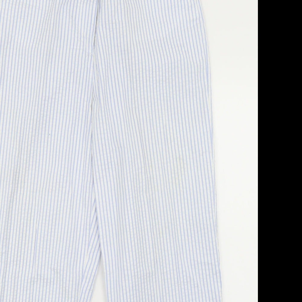 Cotton Traders Womens Blue Striped Polyester Trousers  Size 16 L28 in Regular