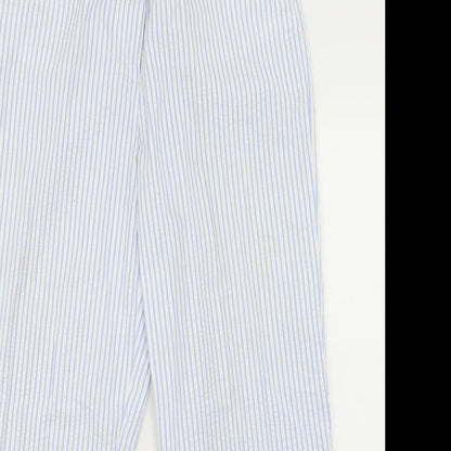 Cotton Traders Womens Blue Striped Polyester Trousers  Size 16 L28 in Regular