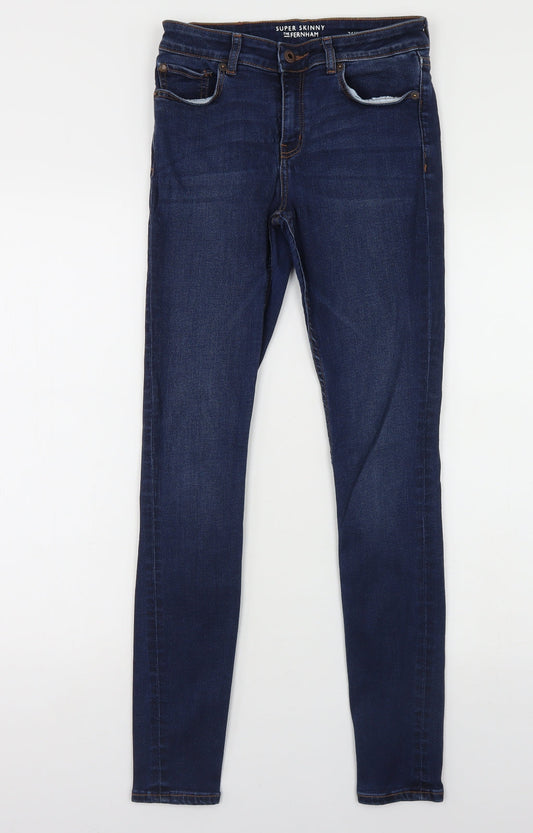 Jack Wills Mens Blue  Cotton Skinny Jeans Size 26 in L28 in Regular