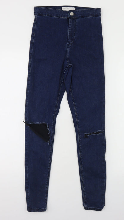 Topshop Womens Blue  Cotton Skinny Jeans Size 28 in L26 in Regular