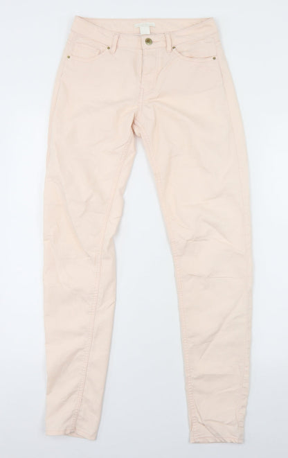 H&M Womens Pink  Cotton Skinny Jeans Size 26 in L30 in Regular
