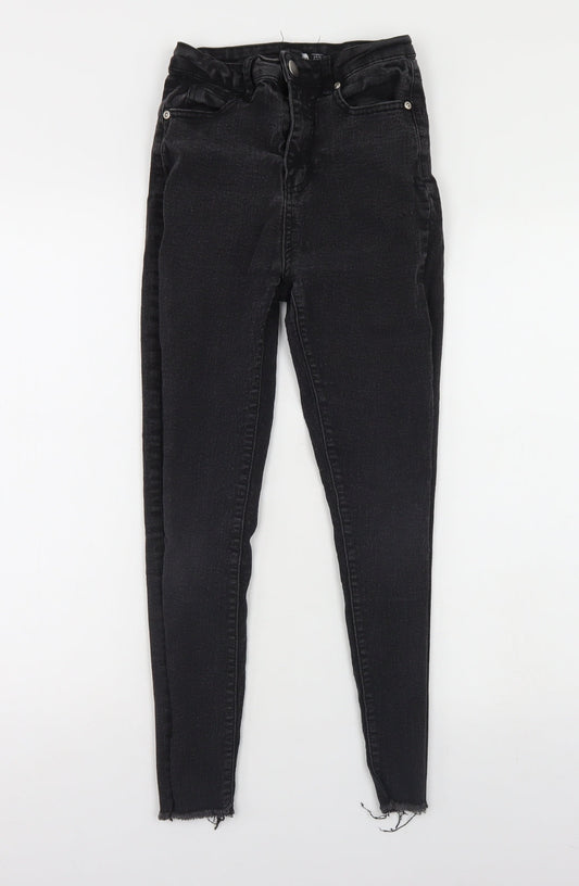 Boohoo Womens Black  Cotton Skinny Jeans Size 6 L24 in Regular