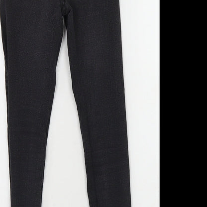 Boohoo Womens Black  Cotton Skinny Jeans Size 6 L24 in Regular