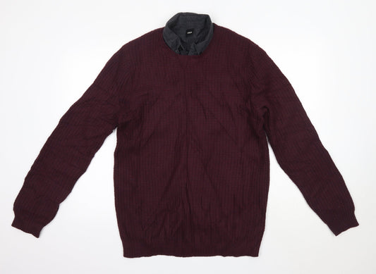 ASOS Mens Purple Collared  Wool Pullover Jumper Size M