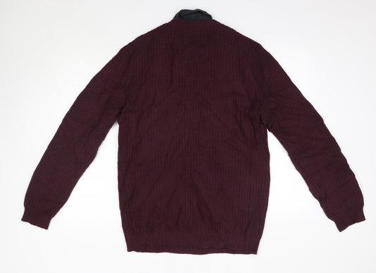 ASOS Mens Purple Collared  Wool Pullover Jumper Size M