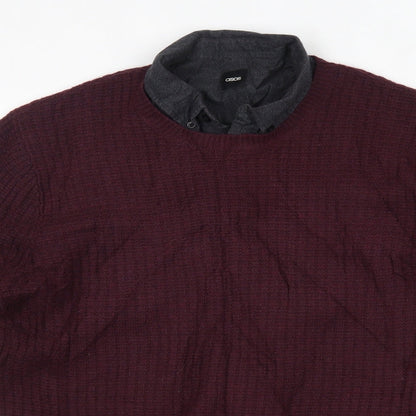 ASOS Mens Purple Collared  Wool Pullover Jumper Size M