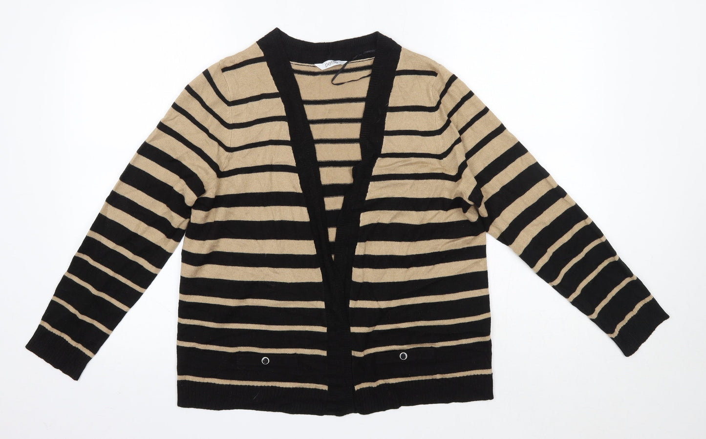 BHS Womens Multicoloured Round Neck Striped Acrylic Cardigan Jumper Size 16