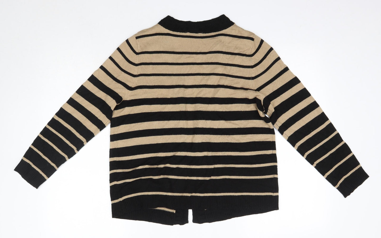 BHS Womens Multicoloured Round Neck Striped Acrylic Cardigan Jumper Size 16