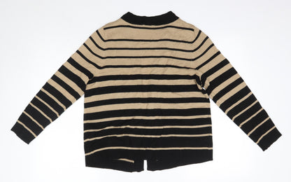 BHS Womens Multicoloured Round Neck Striped Acrylic Cardigan Jumper Size 16