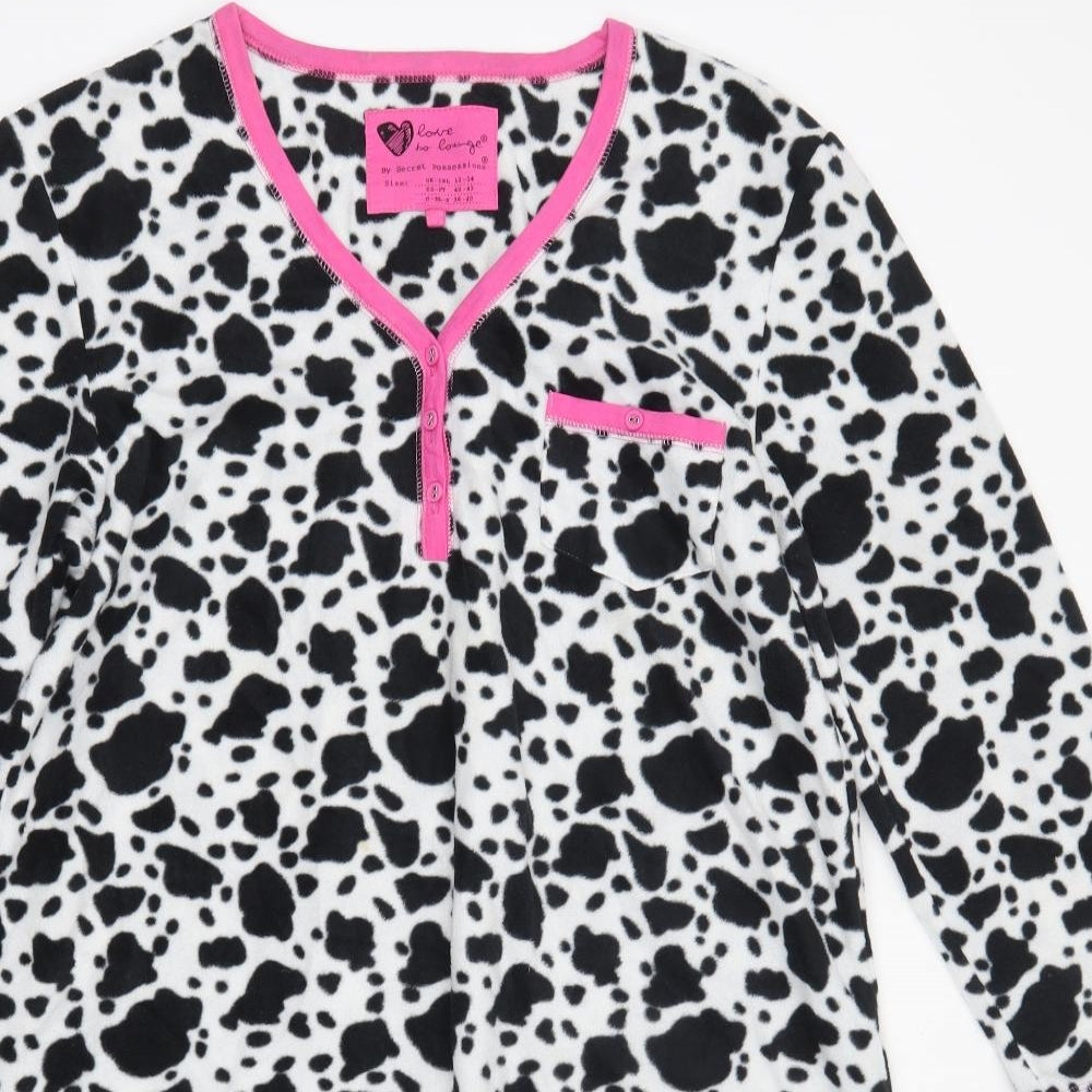 Close-up detail of Primark women’s multicoloured solid polyester top dress, size UK 12, - cow